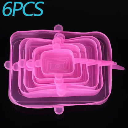 6 Pcs Silicone Covers Stretch Lids for Kitchen Microwave Food Caps Food Universal Dish Stretch Lids for Cans Kitchen Accessories