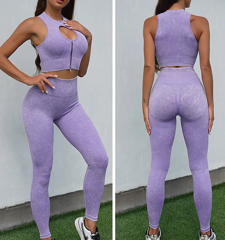 New Women Gym Seamless Sets Yoga Leggings Fashion Soprts Shorts Pants Stretch Fitness Mujer Leggin 2 Pieces Sweatpants Suits
