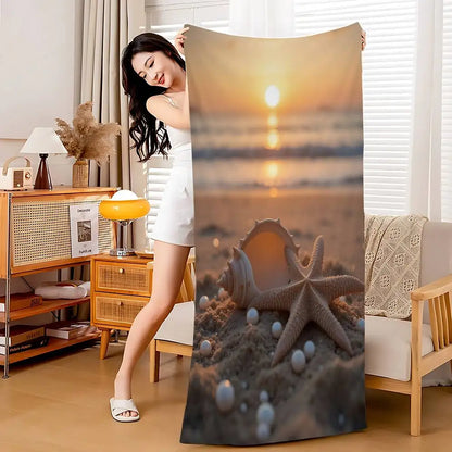 Beach Ocean Wave Anime Beach Swimming Towel Soft Absorbent Washcloth Children's Gifts For Kids Travel Camping Gym