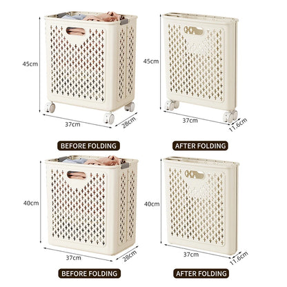 Foldable Laundry Baskets With Wheels Dirty Clothes Basket Large Capacity Cart Bathroom Multifunctional Storage Basket