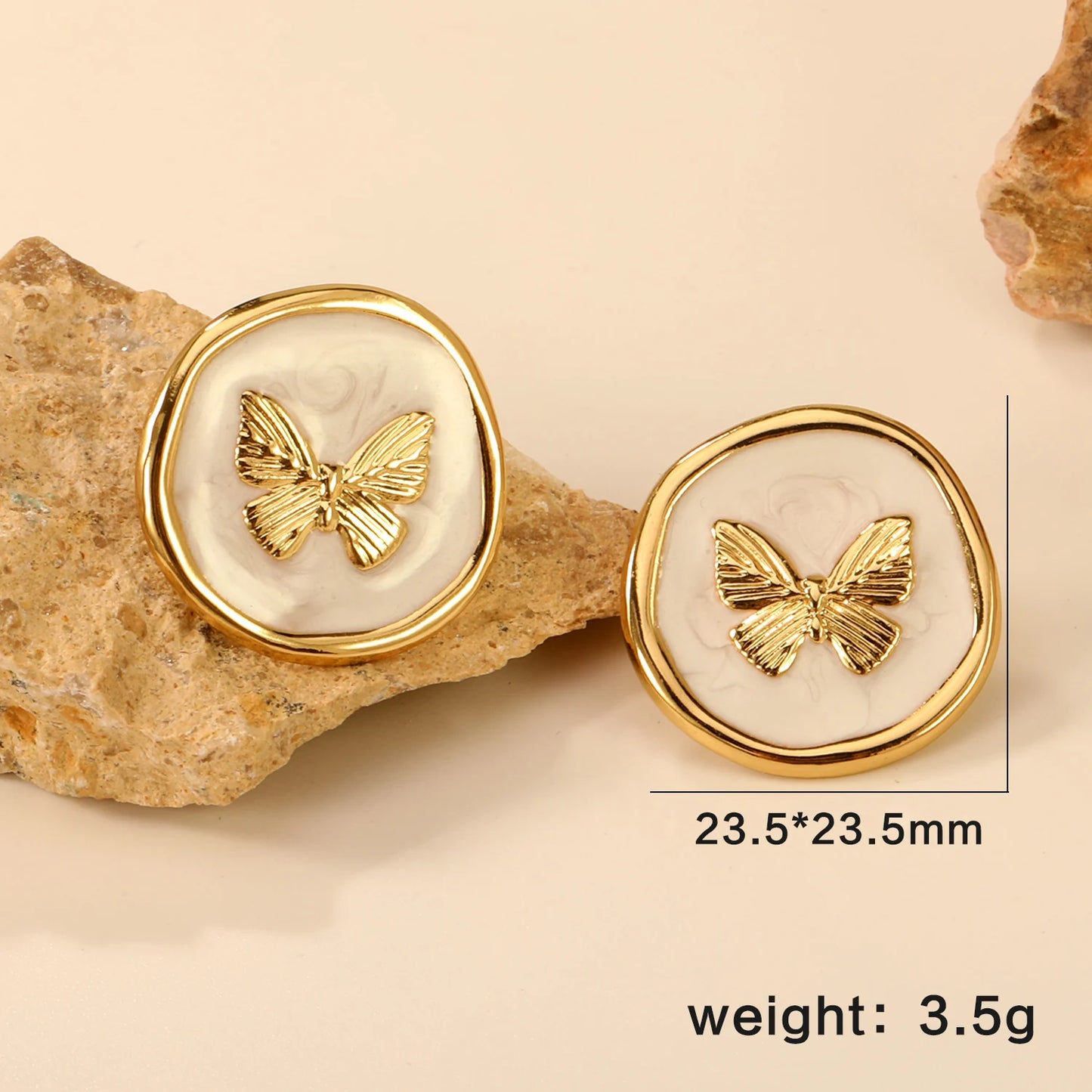 LUXUSTEEL Irregular Vitality Earrings Butterfly Women Stud Earrings Round Stainless Steel Female Ear ring Elegant Jewelry Gift