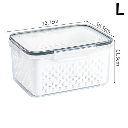 Refrigerator Storage Box Fresh Keeping Vegetable Fruit Plastic Sealed Boxes Drain Basket Fridge Kitchen Food Storage Container