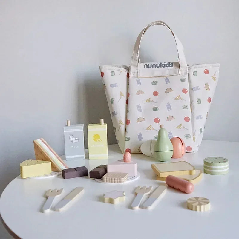 Educational Toys Simulation Medical Tool Medical Storage Bag Nurse Accessories Set Toy Gift for Kids Wooden Pretend Play Doctor