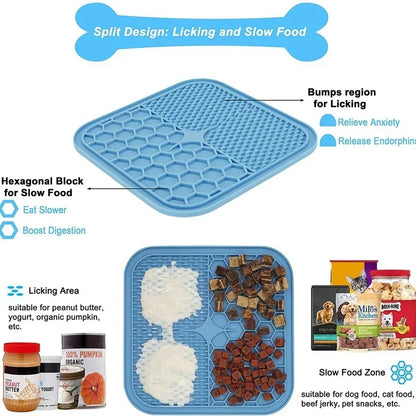 Slow Food Bowls With suction cup, Lick Pad, Slow Feeders, Treat Dispensing for Pet Dogs and Cats, Silicone Feeding Food Bowl