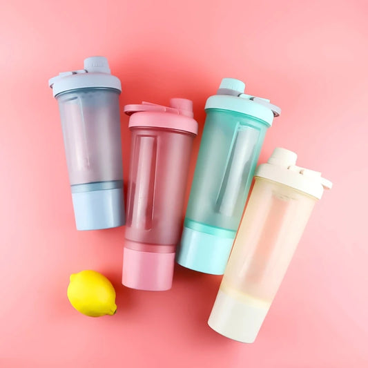 600ml Frosted Shake Cup Milkshake Sports Bottle Outdoor Fitness Water Blender Bottle Protein Powder Portable Gym Training Drink