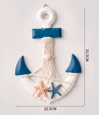 13"Nautical Wood Anchor Wall Art Decor Door Hanging Ornament Beach Theme Home Decoration Nautical Beach Wooden Anchor with Rope