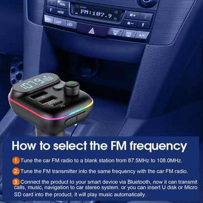 Car Bluetooth FM Transmitter Bluetooth 5.0 FM Transmitter USB PD Car Fast Charger Electronic Accessories