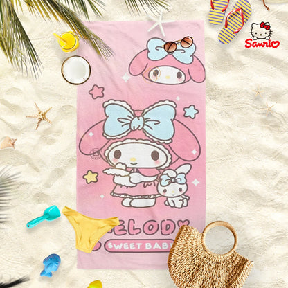 Adorable Cartoon-Printed Beach Towels: PomPomPuu, Pochacco, Cinnamo, and Kitty Designs! Suitable for towels, bath towels