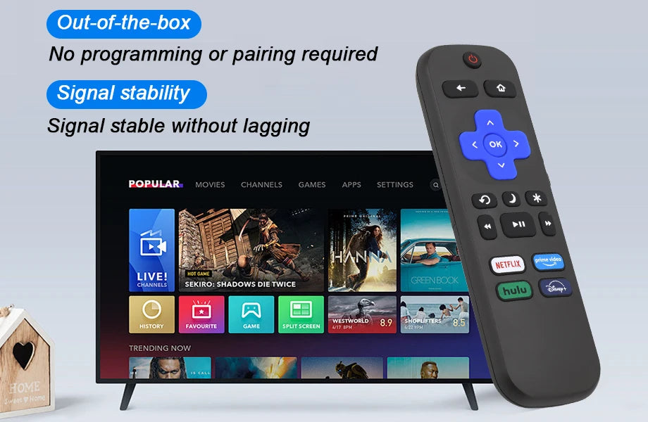 Replacement Remote Control for Roku TV, Compatible with TCL Roku/Hisense Roku/Onn Roku (Not Compatible with Roku Stick, Box and