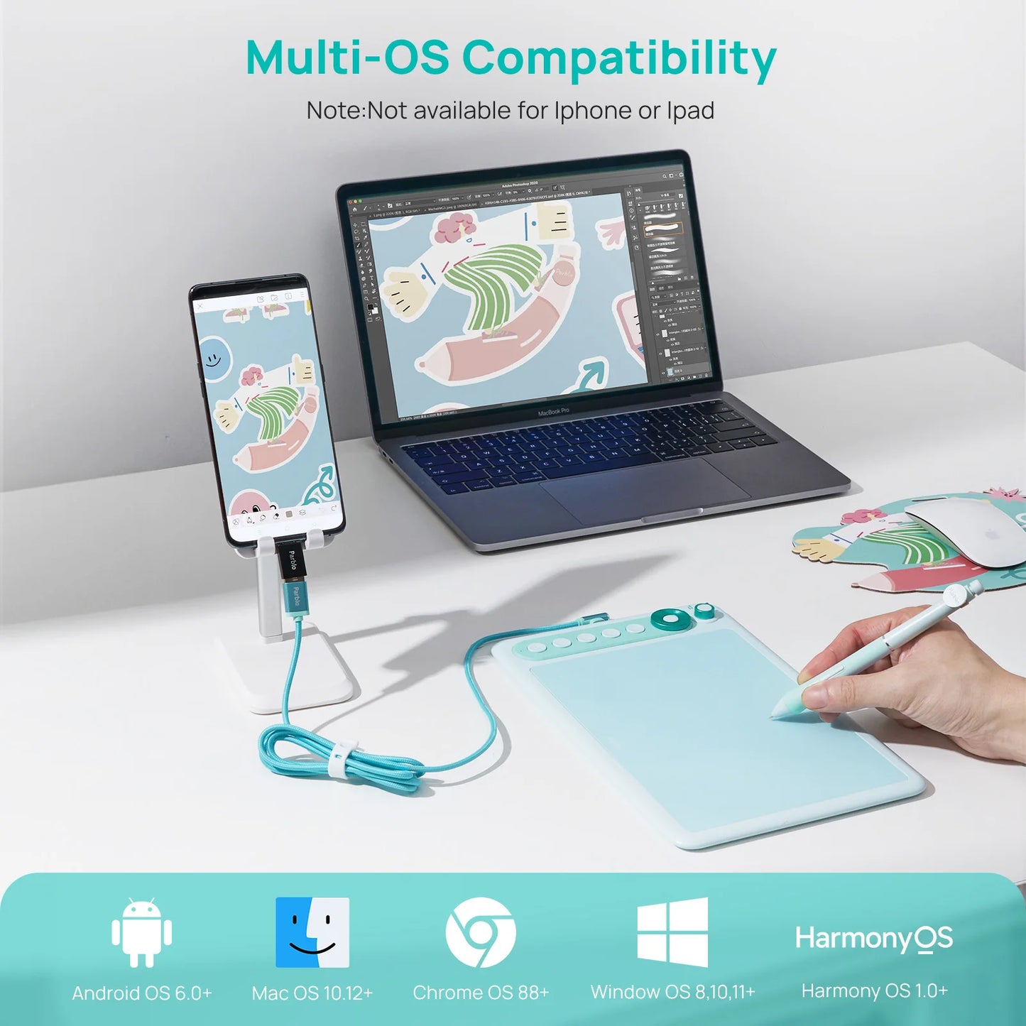 Parblo Intangbo X7 Drawing Tablet 7.2x4.5 inch Graphics Tablets,Digital Drawing Tablet with 6 Customized Keys for Digital Art