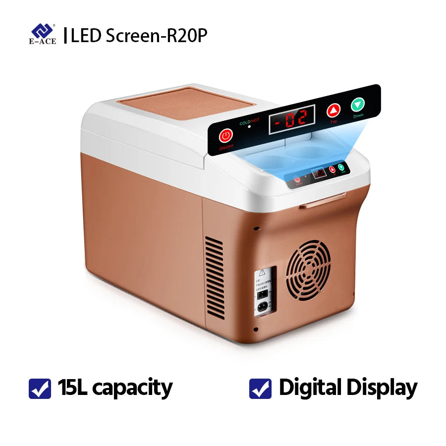 Car Refrigerator 15L Mini Fridge Refrigeration/Heat 12V/24V Green and Energy Efficient Multi-Purpose Auto/Home Refrigerator