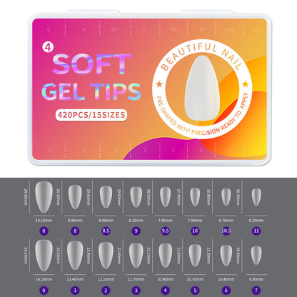 420pcs/box Frosted Version False Nails Press On Acrylic Nails Almond Mixed Size Short Style Ultra Thin Traceless Nail Tips