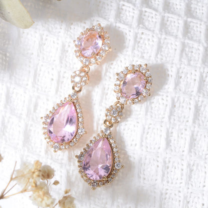 Fashion necklace accessories women's earring Jewelry sets bride's wedding zircon water drop girls earrings for women jewellery