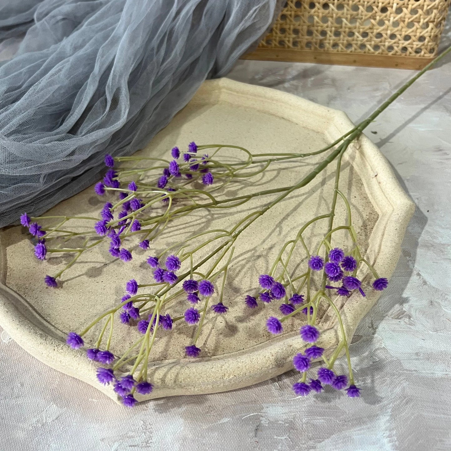 Artificial Plastic Soft Rubber Gypsophila Babys Breath Flower Branches Wedding Bouquet Floral Arrangement Accessories Home Decor