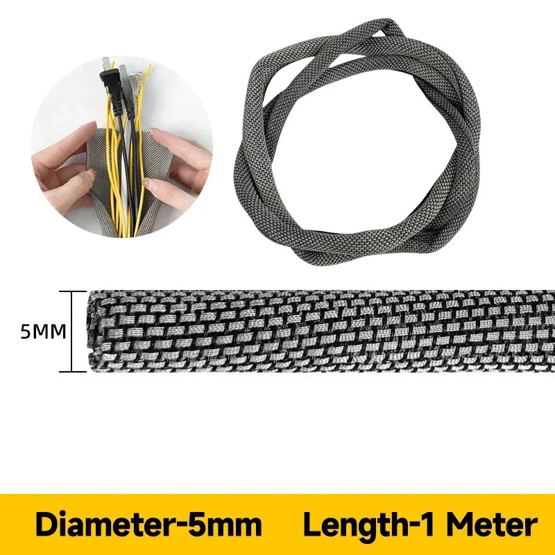 5-8mm Thermoresistant Tin Plating Cable Tube Sleeve EMI Shielded Flexible Wire Wrap Cover Line Cord Organizers Cable Management