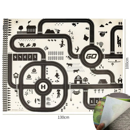 Children Playmat Activity Surface Waterproof Map Kids Animal Road Toy Baby Dinosaur Road Portable Carpet Farm Road Non-Toxic Mat