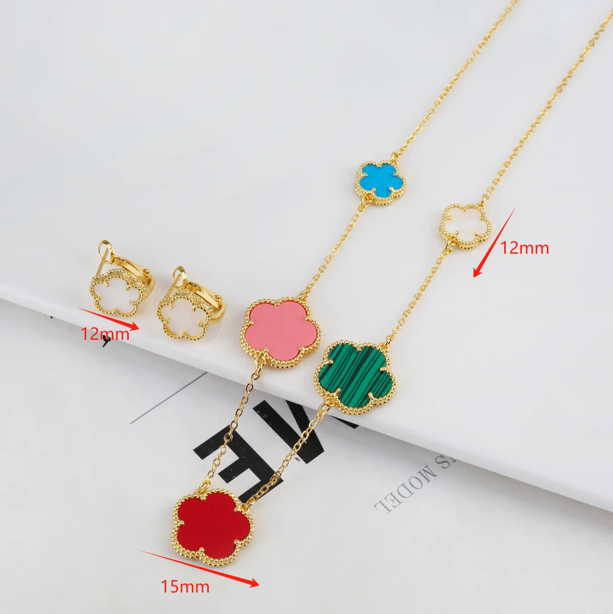 Irregular New Double Sided Natural Stone Shell Plant Five Leaf Flower Jewelry Set Necklace Earrings Women's High Quality Clover