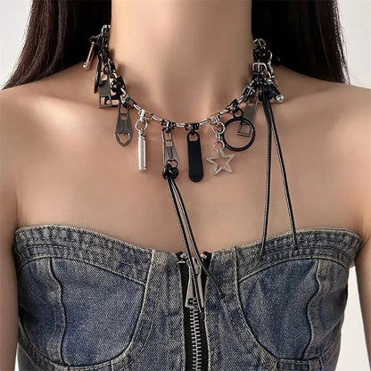 Stylish Zipper Necklaces Punk Men's And Women's Jewelry Accessories Unisex Jewelry Accessories Party Neck Accessories