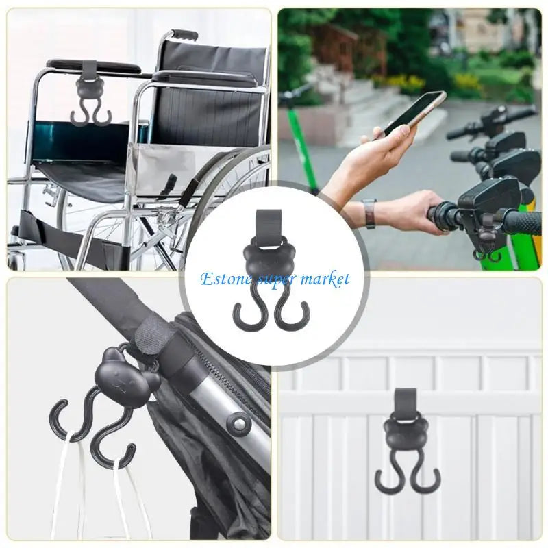 090B Adjustable Strollers Accessory Hanger Clip Double Hook Designing Easy Installation No Tool Required for Busy Parents
