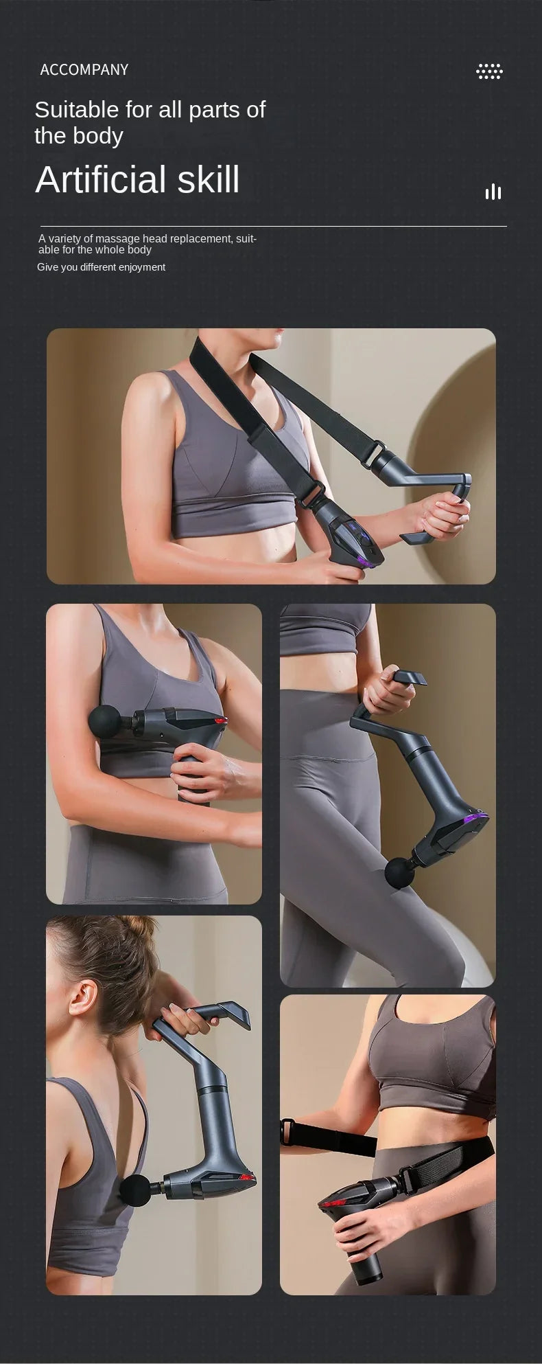 Portable Extended Handle Muscle Deep Tissue 3 in 1 Fascial Percussion Massage Gun Neck and Shoulder Back Vibration Massage Gun