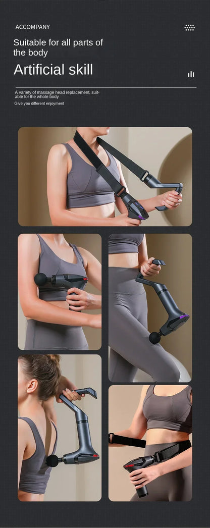 Portable Extended Handle Muscle Deep Tissue 3 in 1 Fascial Percussion Massage Gun Neck and Shoulder Back Vibration Massage Gun