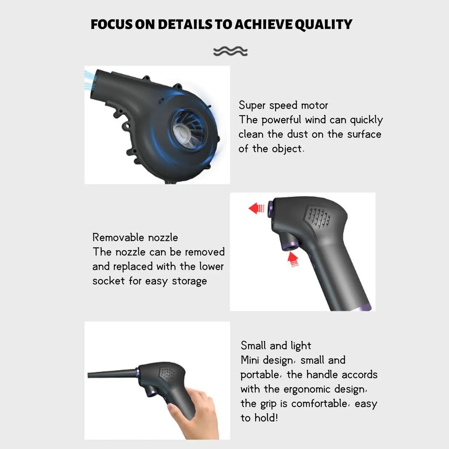 Cordless Air Duster Handheld Rechargeable Dust Blower Cordless Dust Collector for Computers Electronic Equipment