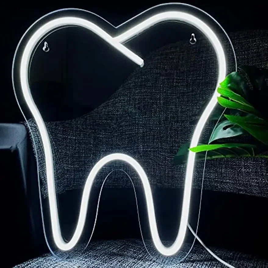 Tooth Neon Sign Teeth Sign LED Neon Light Sign Dental Office Decor Wall Hangings Large Led Neon Lights Dentistry Wall Decoration
