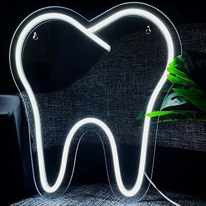 Tooth Neon Sign Teeth Sign LED Neon Light Sign Dental Office Decor Wall Hangings Large Led Neon Lights Dentistry Wall Decoration