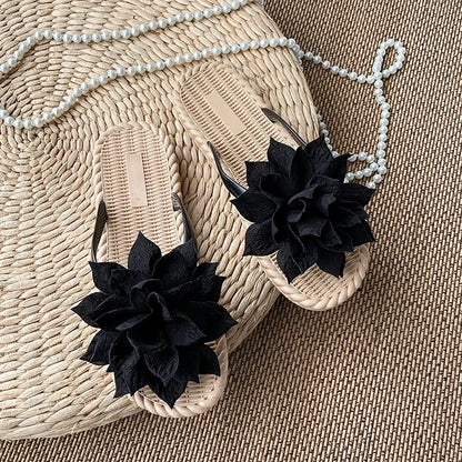 Comemore Flowers Flip Flops for Women Fashion Open Toe Light Flat Bottom Casual Women Slides Indoor Outdoor Women's Beach Shoes