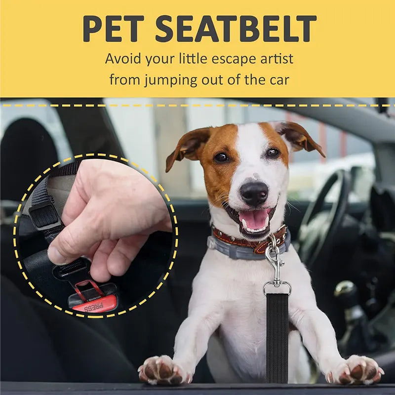 Adjustable Dog Car Seat Belt Safety Harness with Lead Clip Traction Harness for Cats And Dogs Vehicle Pet Seat Accessory