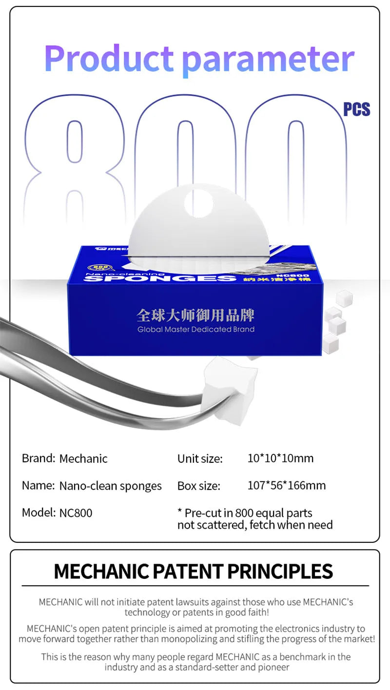 MECHANIC NC800 Nano-cleaning Sponges No Slagging Multifunctional Keyboard Motherboard Capacitance Powerful Cleaning Tool