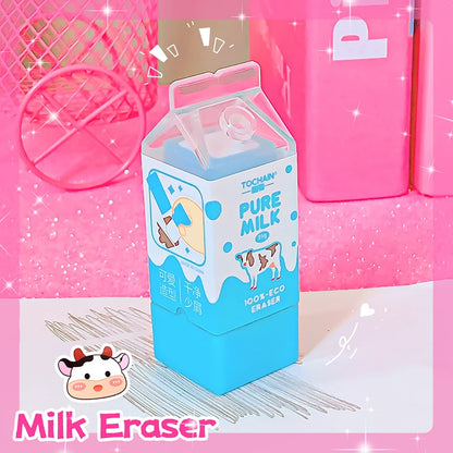 Kawaii stationery items School teacher gift Office Supplies classroom back to school Milk Carton Rubber Erasers cute things