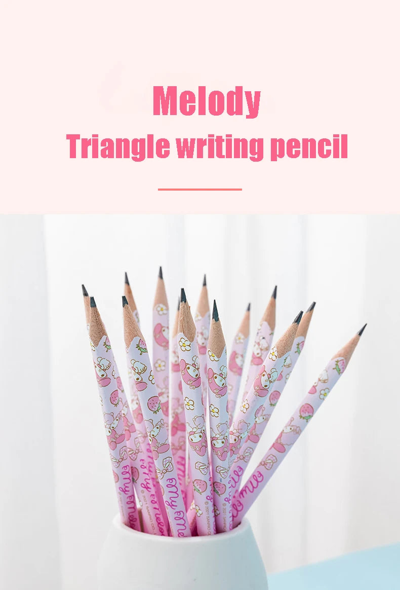 12pcs/set Sanrio Series Melody Triangle Writing Pencil Set Cute Student Pencil Creative Writing Pencil School Student Stationery