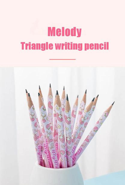 12pcs/set Sanrio Series Melody Triangle Writing Pencil Set Cute Student Pencil Creative Writing Pencil School Student Stationery