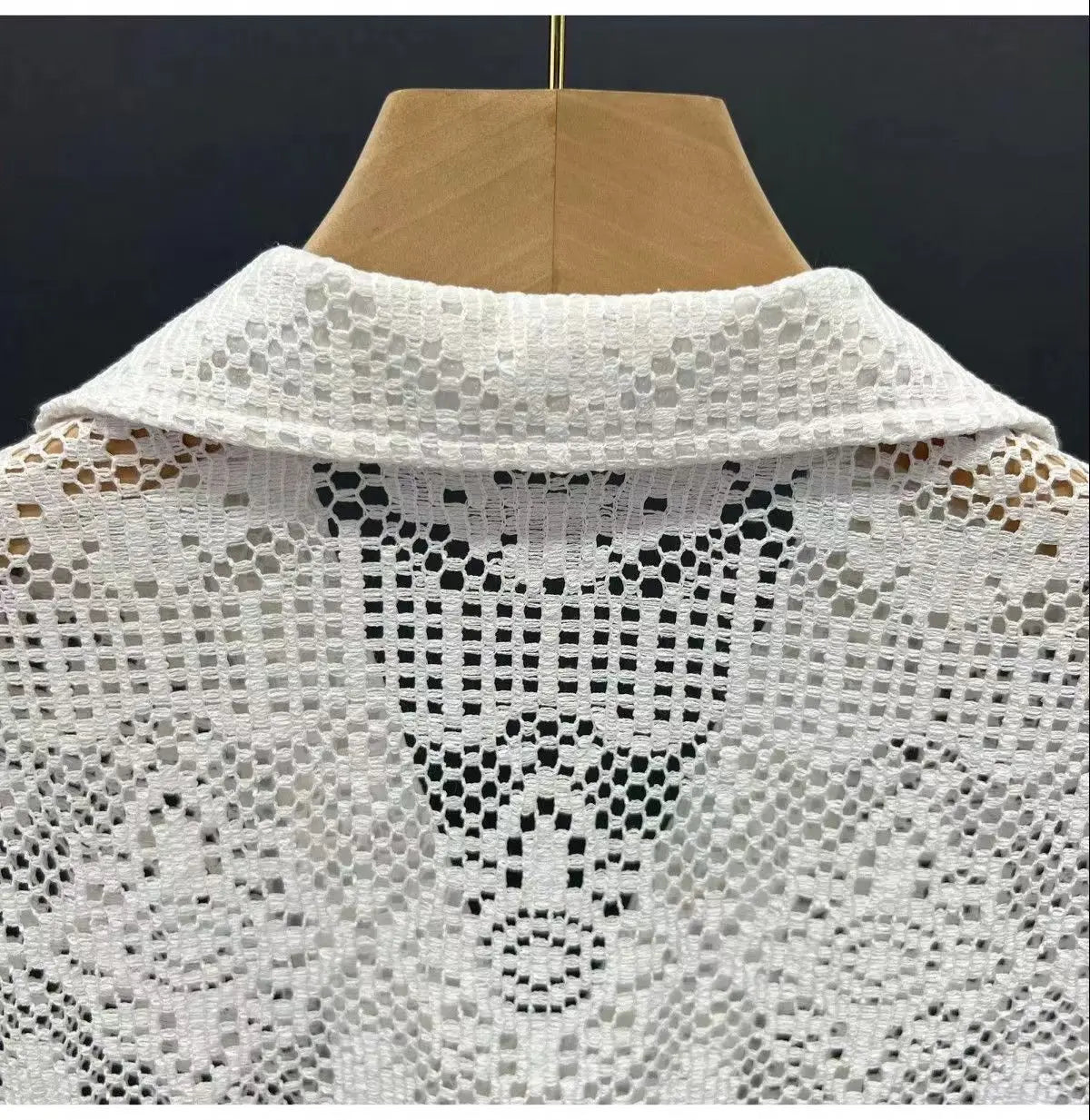 Vintage Ice Silk Lace Shirts For Men Sexy Lace Breathable Hollow Out Tops Summer Fashion Cuban Collar Short Sleeved Shirt Male