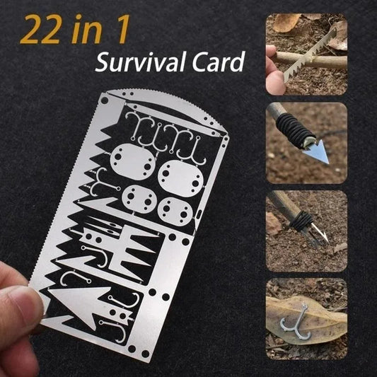 Outdoor Camping Outdoor Multifu Equipment Survival Tools Stainless Steel Card Fishing Portable Practical Hand Tools Supplies
