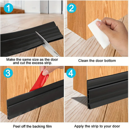 2PC/1pc Rubber Door Draft Stoppers for Bottom of Door  Adjustable Self-Adhesive Sound-Proof Door Bottom Windproof Seal Strips