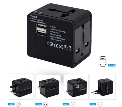 Universal Travel Adapter with USB - Worldwide All-in-One Smart Power Converter Socket