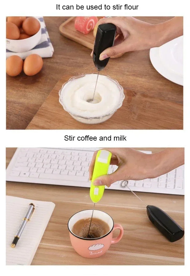 Electric Whisk Mixer Household Handheld Mini Egg Beater Kitchen Blender Coffee Milk Tea Beat Up Cream Stirring