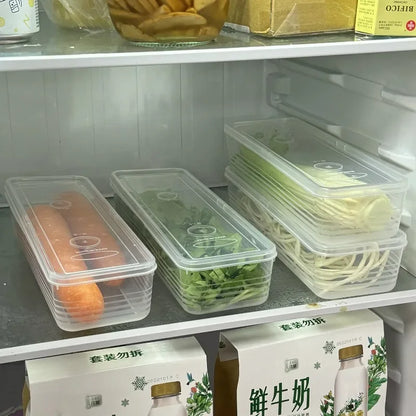 Fresh Box Refrigerator Storage Boxes Scallions Food Container with Lid Cold Crisper Sealed Kitchen Fresh Fruit Fridge Organiser