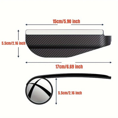 2pcs Car rearview mirror, rain eyebrow, small round mirror, integrated reflector, reverse mirror, rain shield