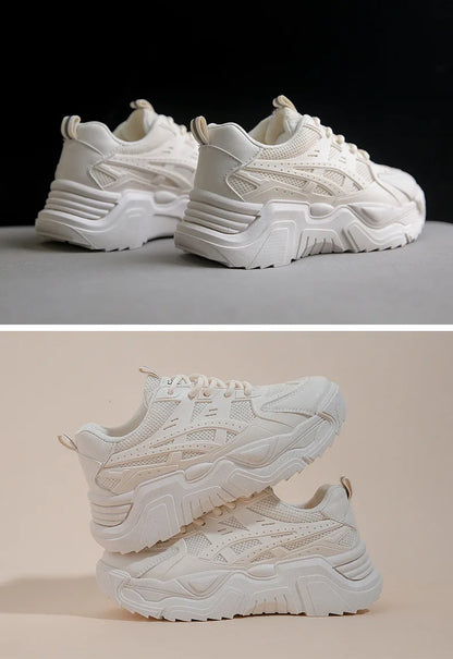 Black Daddy Thick Sole Sneakers Casual Vulcanized Shoes Women High Platform Sneakers Lace Up White Sneakers Women