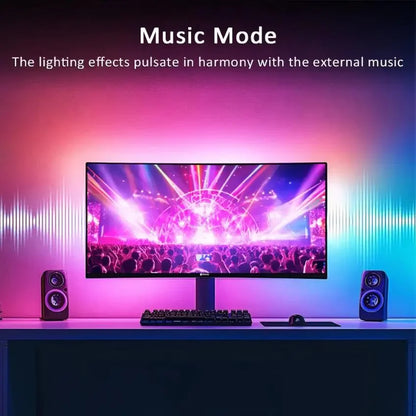 Smart LED Gaming Strip Light Computer Monitor Backlight Music Sync Strip Light RGBIC Light Screen USB Gaming Bedroom Decor Lamp