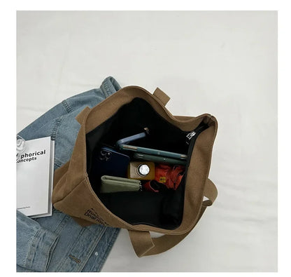 Canvas Totes Large Capacity Storage Handbag Women Tote Anime Cat Letters Shoulder Bags Girls Casual Commute Bag Portable Big Bag