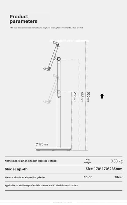 Sturdy Tablet Stand with Adjustable Viewing Angles - Ideal for Bedside, Desktop, and Kitchen Use