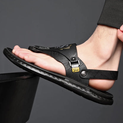 Outdoor Summer Men's Sandals Summer  Office  Shoes Non-Slip Mens Casual Sandalis Black