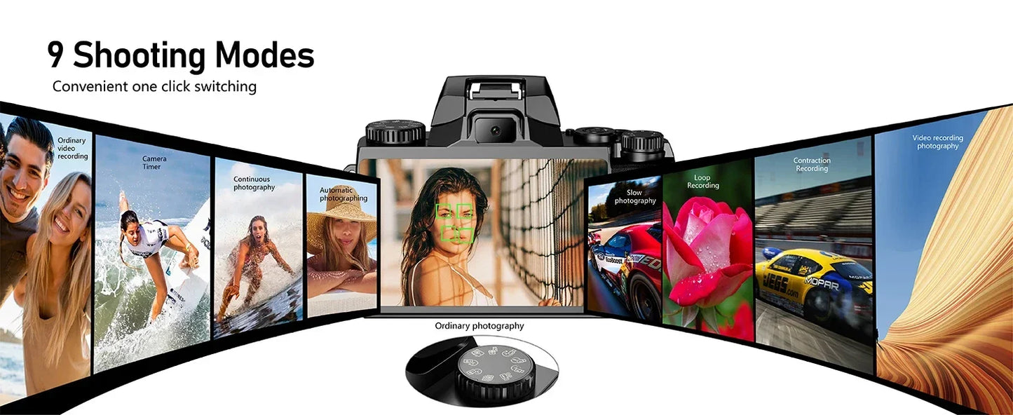 4K DSLR Cameras for Photography 64MP WiFi Auto Focus YouTube Vlogging Video Cameras 60FPS Livestream Camcorder 4" Touch Screen