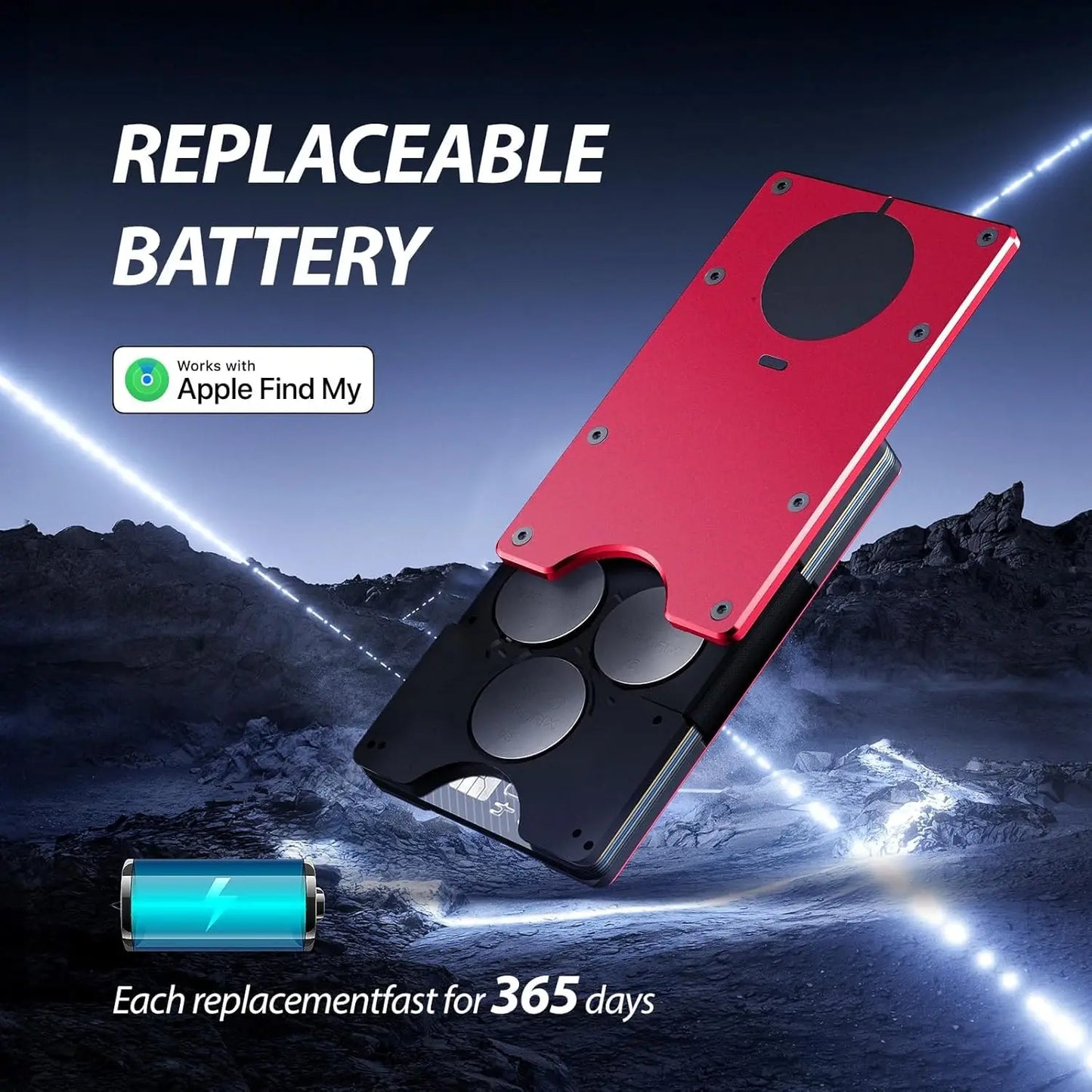 RFID Blocking Credit Card Holder, Slim Wallet For Men, Compatible with Find My iOS Only, Detachable Money Clip