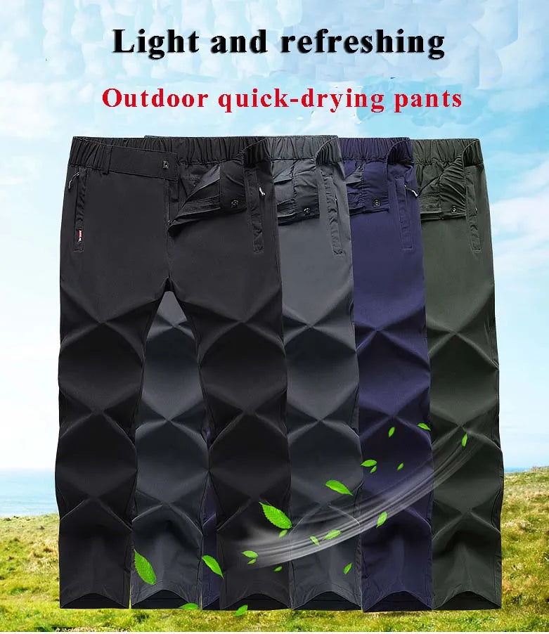 New Elastic Mens Hiking Pants Summer Quick Drying Waterproof Breathable Ultra Thin Outdoor Climbing Trekking Mens Trousers PN69