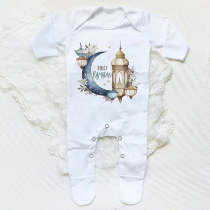 My First Ramadan Baby Babygrow Sleepsuit Long Sleeve Infant Boy Girl Sleepsuit Print Crew Neck Romper 1st Ramadan Babys Clothes